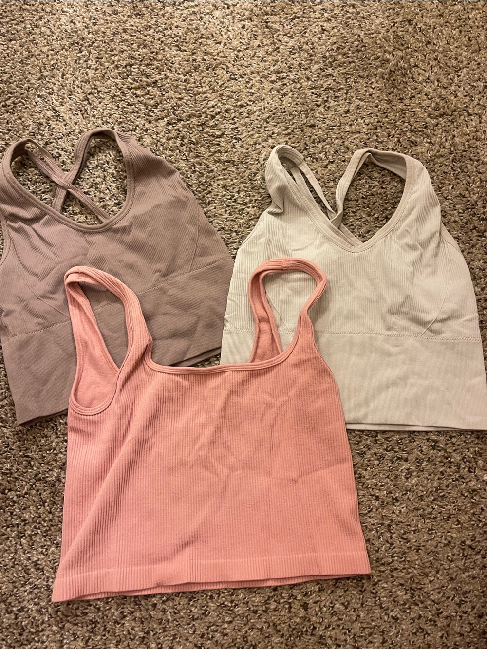 Set of 3 Ribbed Activewear Tops
